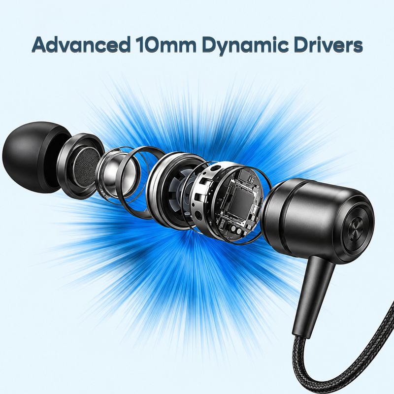 NITRAMAX Bluetooth Neckband Earphones, Black, 20 Hour Playtime - Image 4
