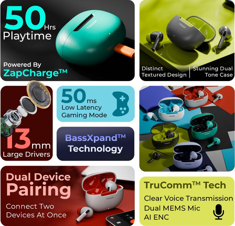 TRIGGR COSMOS Bluetooth Headset, 50H Battery, BT v5.3 - Image 3