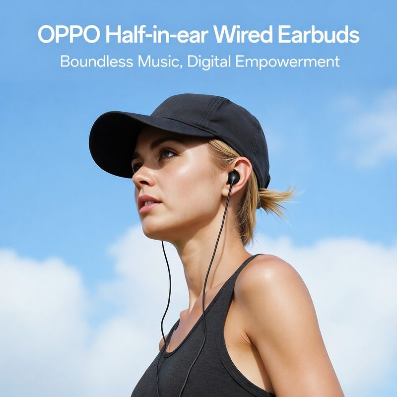 OPPO Type-C Half-in-Ear Wired Earbuds(MH136), 14.2mm Dynamic Coil Wired Headset (Black, In the Ear) - Image 4