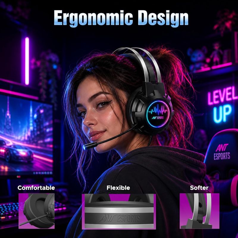 Ant Esports H950 Wired Headset Black - Image 4