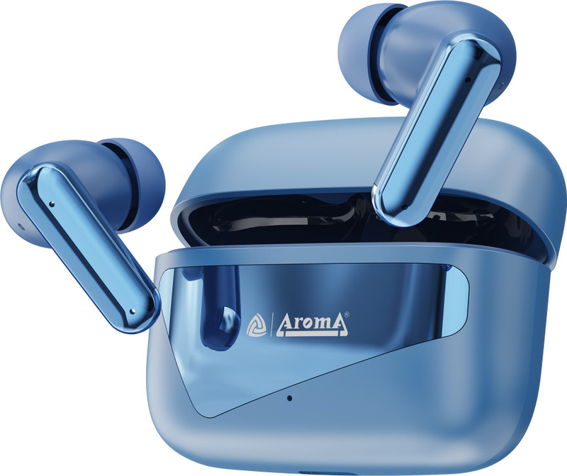 Aroma TWS8 V5.4 Upto 60Hr Playtime*, ENC, Dual Paring, Fast Charging, Heavy Bass Bluetooth Headset Chrome Blue, True Wireless