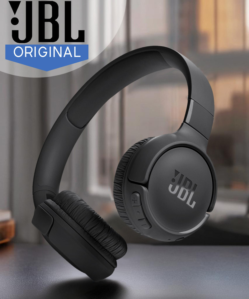 JBL Tune 520 BT 57Hr Playtime, Pure Bass, Multi Connect 5.3LE Bluetooth Headset Black, On the Ear