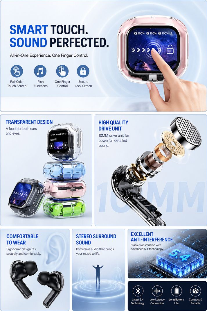 VEHOP AIRMXX Touch Screen Display Earbuds TWS - Image 3