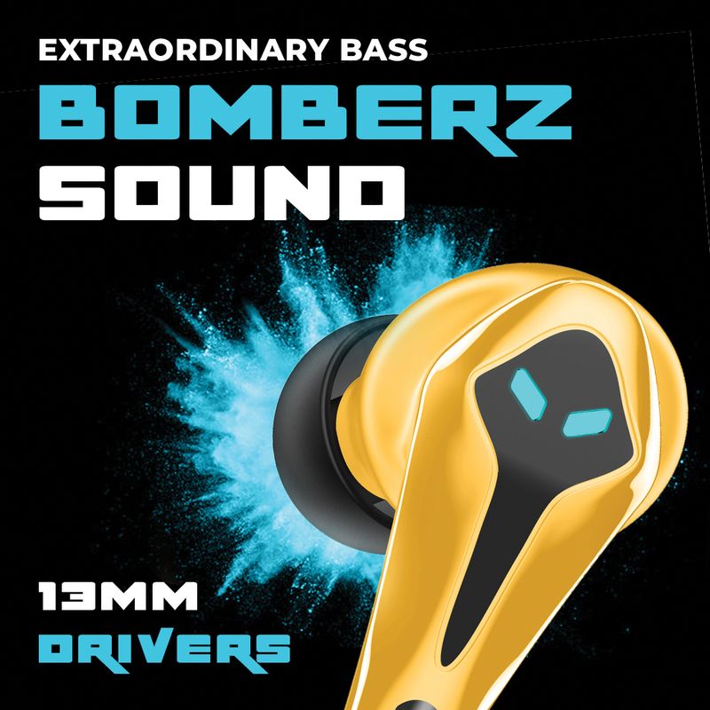 HOPPUP Predator Xo3 Gaming Earbuds with 35MS Low Latency, 13MM DRIVERS & 50H PlayTime Bluetooth Gaming Headset (Yellow, True Wireless) - Image 4