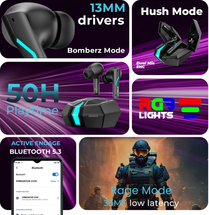 HOPPUP Xo6 Gaming Earbuds 35MS Low Latency - Image 3