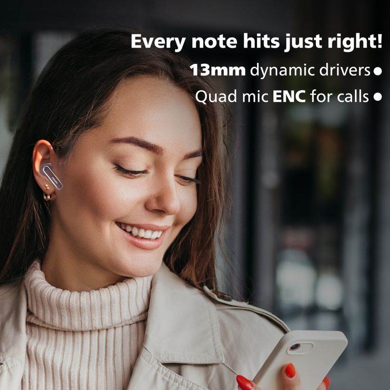 PHILIPS TAT1150RD Earbuds with ANC/ENC, 55H Playtime, 13mm Drivers, IPX5 Proof, BT v5.3 Bluetooth Headset (Red Mahogany, True Wireless) - Image 6