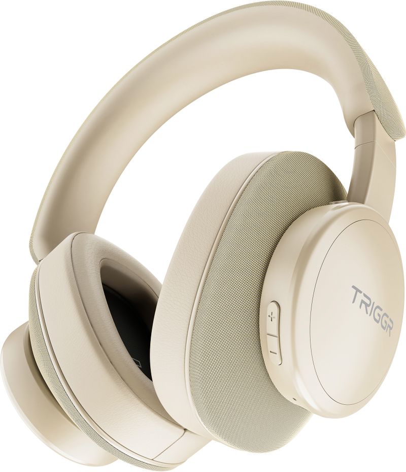 TRIGGR Trinity 3 with Fabric Finish, Dual Pairing, 50H Battery, Foldable Design, v5.3 Bluetooth Headset (Rustic Beige, On the Ear) - Image 2