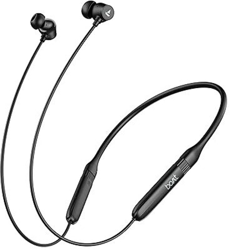 boAt Rockerz 301 ANC,13mm Drivers,Hall Switch, ~30dB ANC,Stream Ad Free Music via App Bluetooth Headset Onyx Black, In the Ear