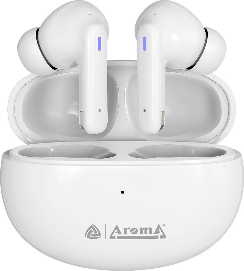 Aroma NB126 Royal Upto 40 Hours Playtime*Fast Charging Dual Pairing Heavy Bass Earbuds Bluetooth Headset Glossy White, True Wireless