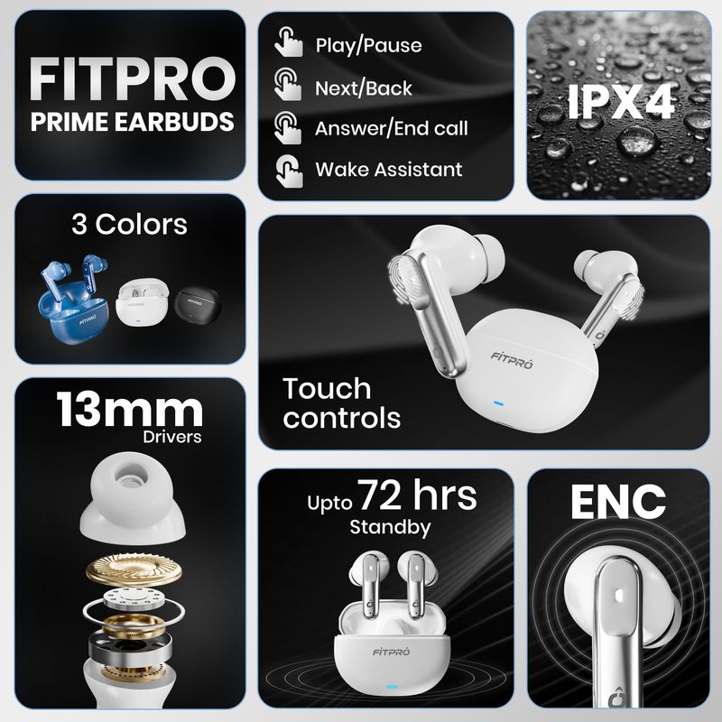 Fitpro 151 Earbuds With ENC, Touch Controls - Image 3
