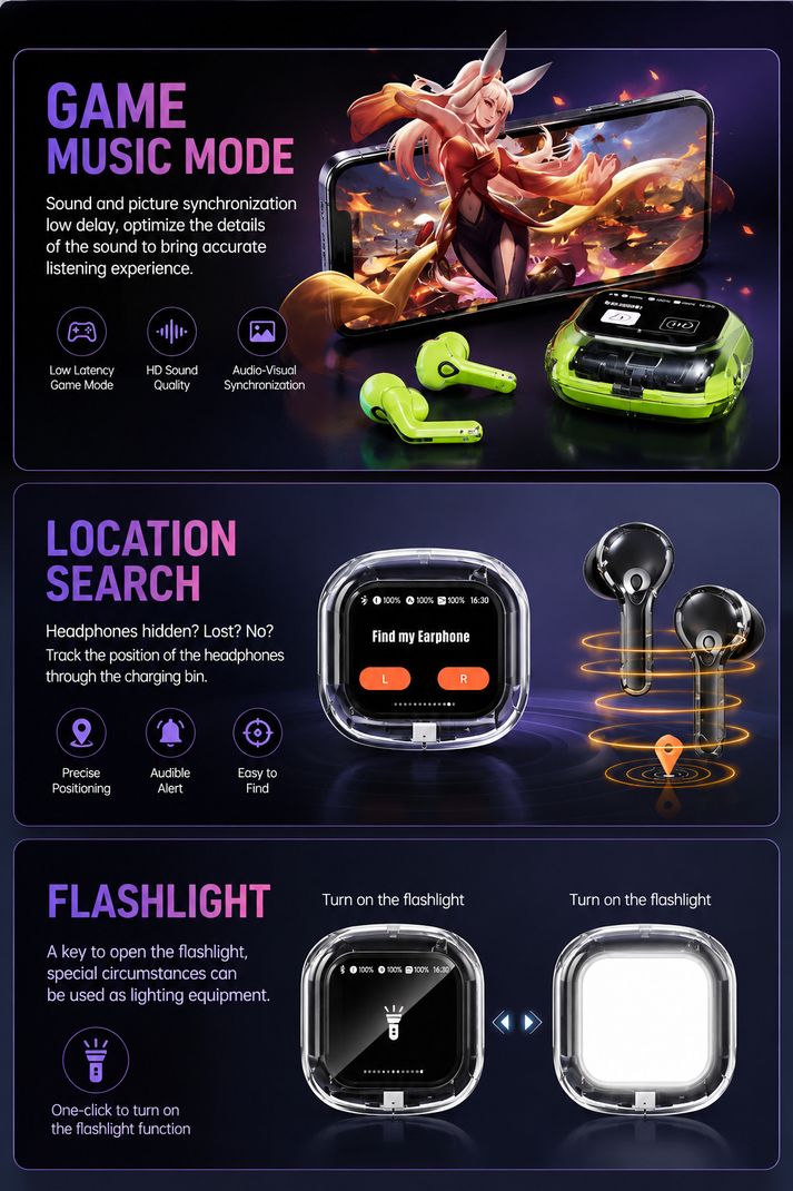 VEHOP AIRMXX Touch Screen Display Earbuds TWS - Image 4