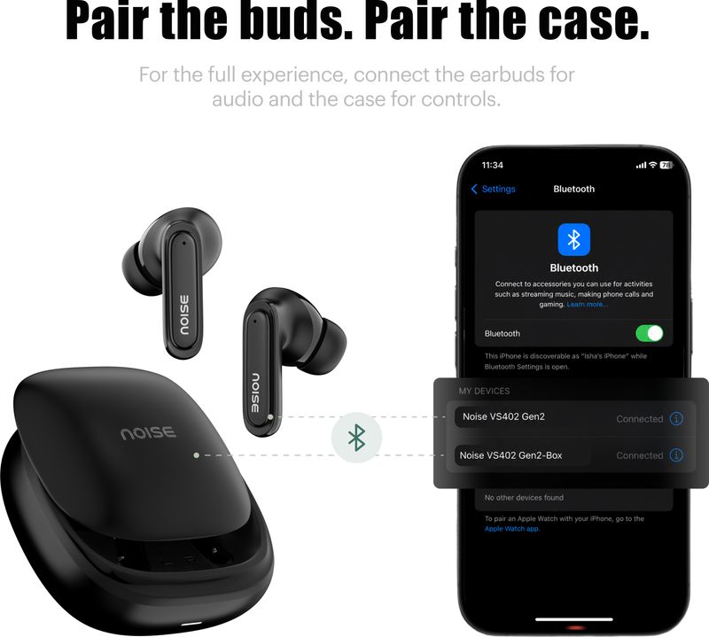Noise Buds VS402 Gen2 TWS Earbuds, Stealth Black - Image 4