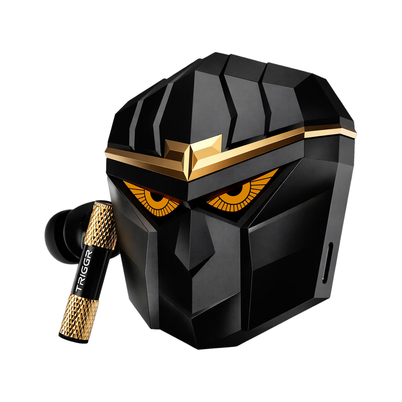 TRIGGR Wukong 35dB ANC, 4-mic ENC, Dual Pairing, 60H Battery, Monkey-king Design, v6.0 Bluetooth Headset (Carbon Fury, True Wireless)