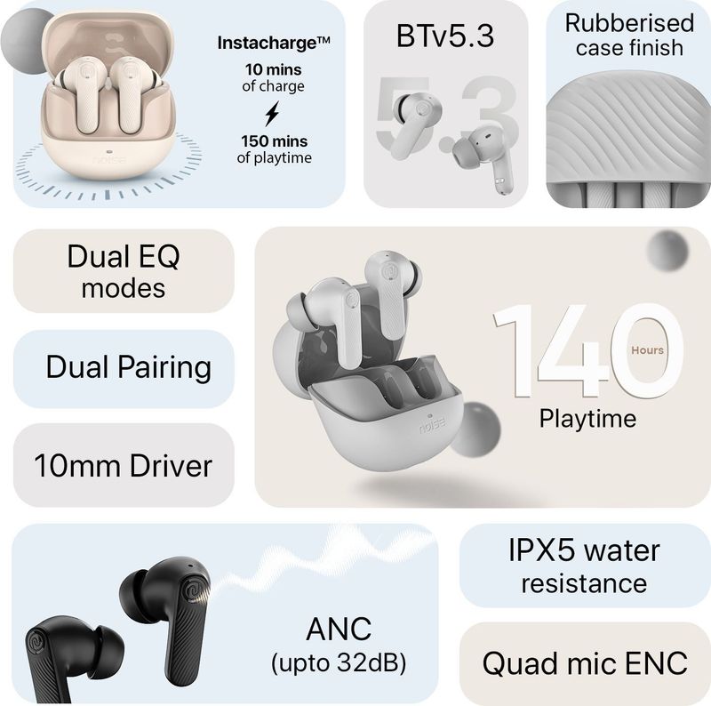 Noise Buds X2 with 140Hr playtimeANC (32dB)Dual PairingRubberised - Image 4