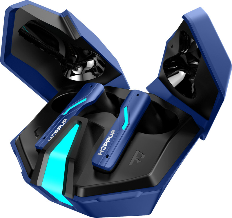 hoppup xo6 gaming earbuds 35ms low latency rgb led 13mm drivers 50h playtime bluetooth