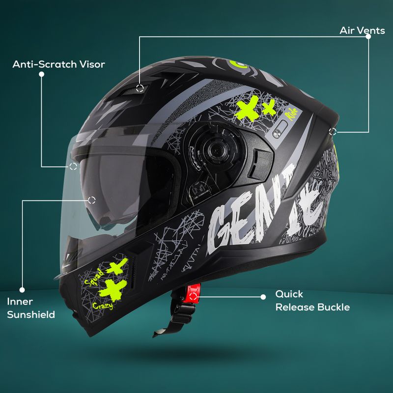 Steelbird SBA-21 Genie Full Face Graphic Helmet - Image 4