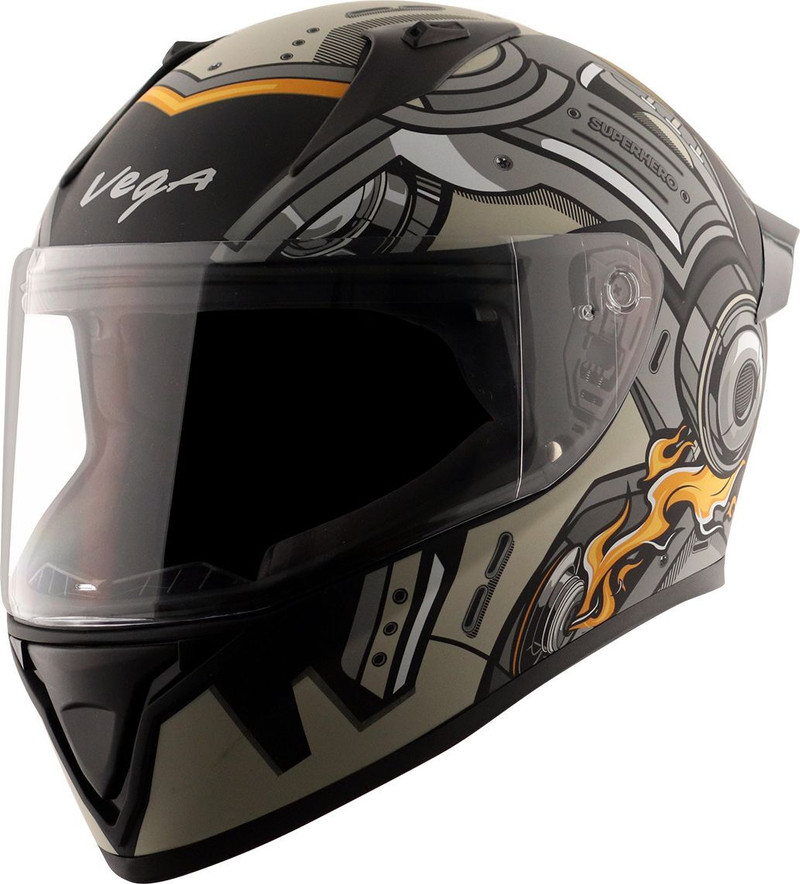 VEGA Bolt Superhero Motorbike Helmet (DULL BLACK GREY)