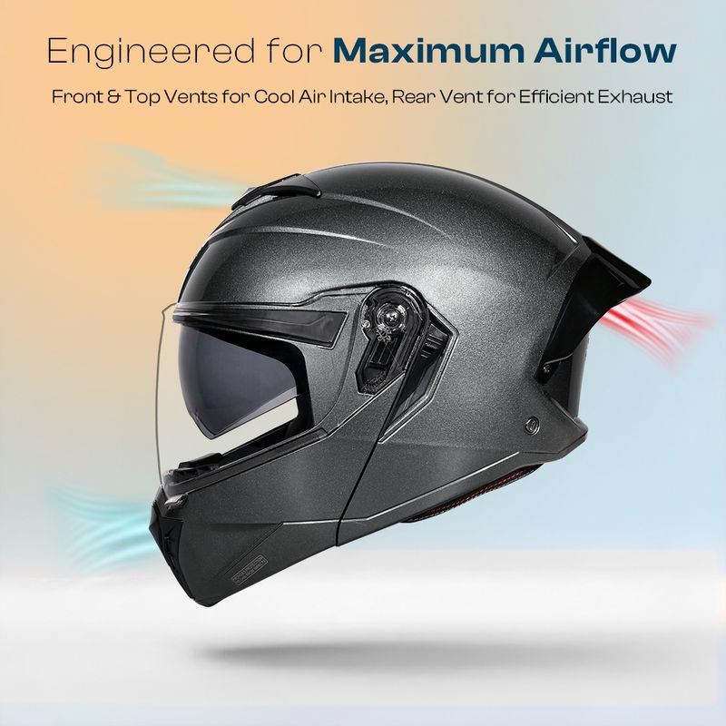 STUDDS Trooper Flip-up Full Face Dual Visor Motorbike Helmet - Image 6