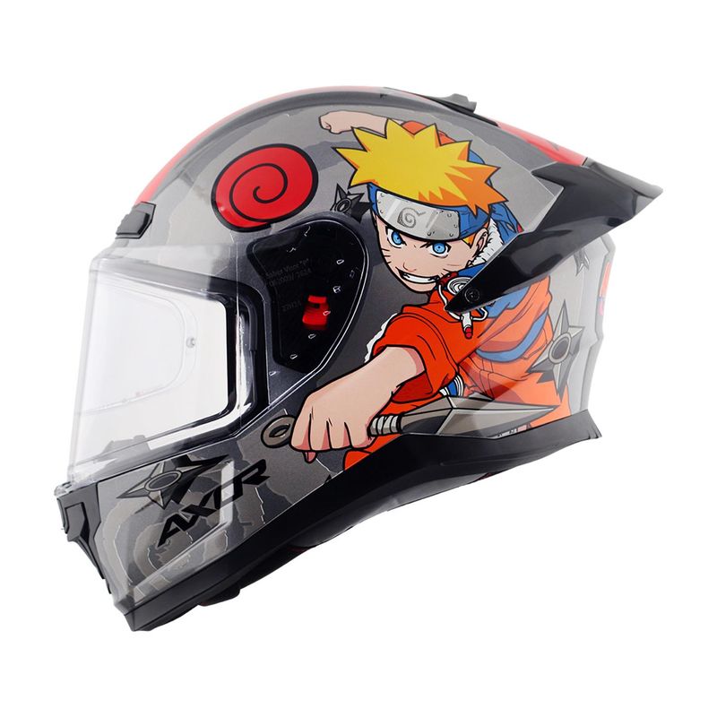 Axor Saber Naruto Motorbike Helmet Black Orange - Image 3