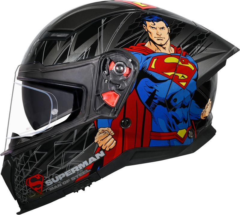 STUDDS Helios Superman Edition ISI and DOT Certified Helmet with Antifog 100 Motorbike Helmet (GREY & BLUE) - Image 5
