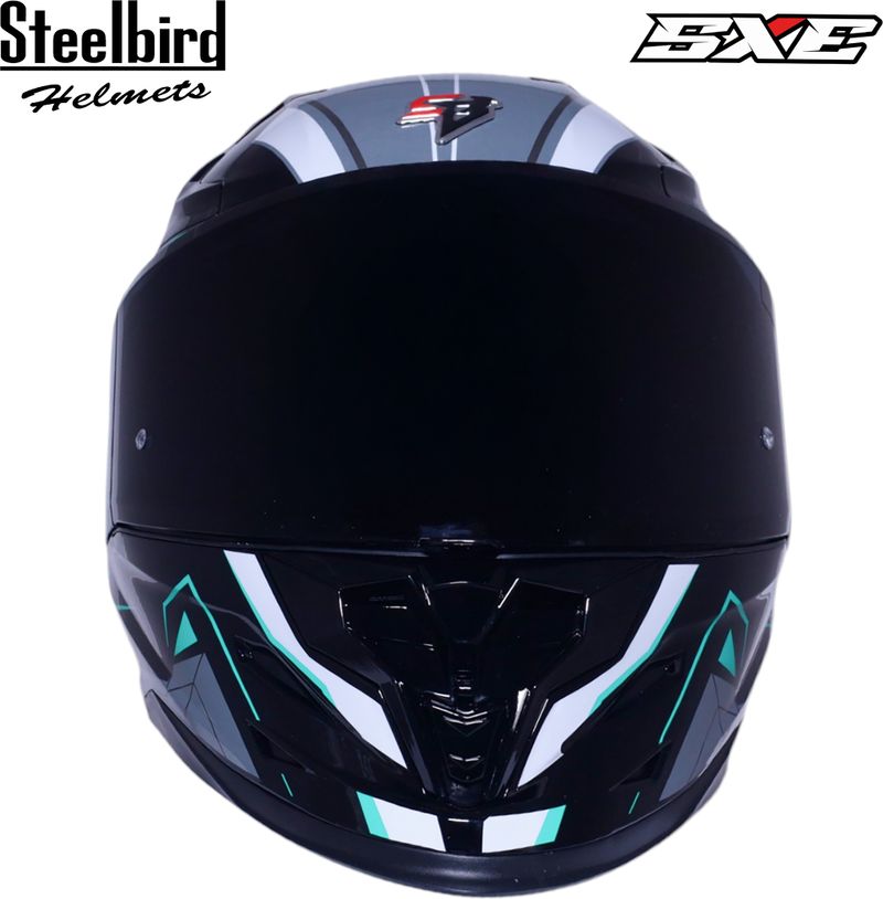 ISS SBH-61 SXE RACE-X TPE Glossy Black Cyan Green Helmet - Image 6