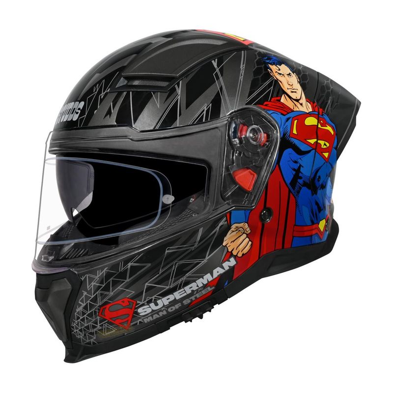 STUDDS Helios Superman Edition ISI and DOT Certified Helmet with Antifog 100 Motorbike Helmet (GREY & BLUE) - Image 2