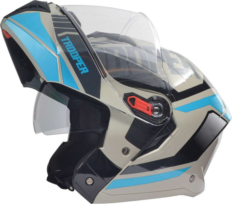 STUDDS Trooper D1 Flip-up Full Face with Dual Visor Motorbike Helmet Grey N1