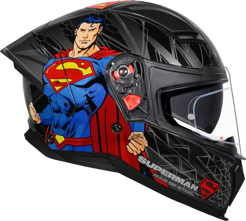 STUDDS Helios Superman Edition ISI and DOT Certified Helmet with Antifog 100 Motorbike Helmet (GREY & BLUE) - Image 6