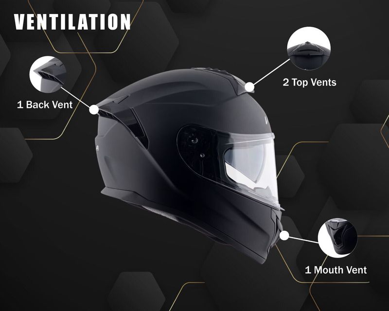 VEGA Zap D/V Motorbike Helmet (Dull Black) - Image 6