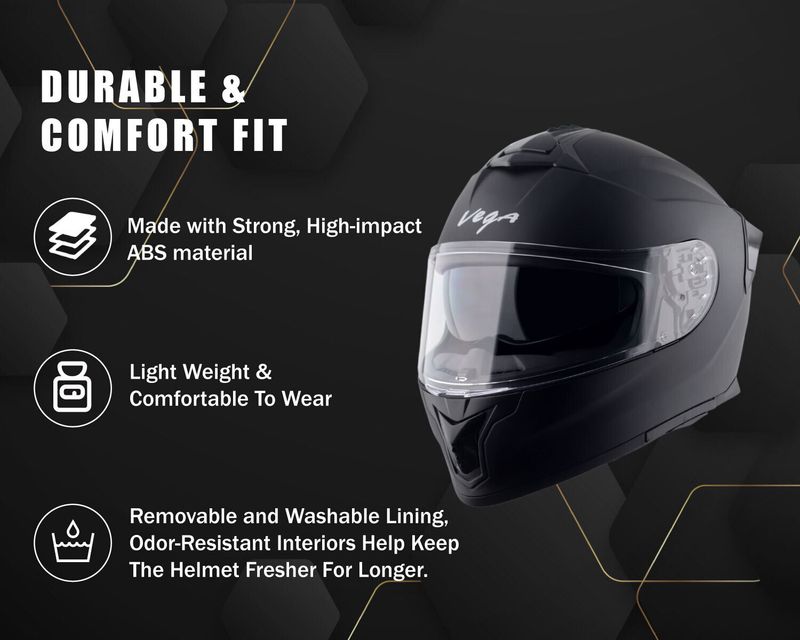 VEGA Zap D/V Motorbike Helmet (Dull Black) - Image 4