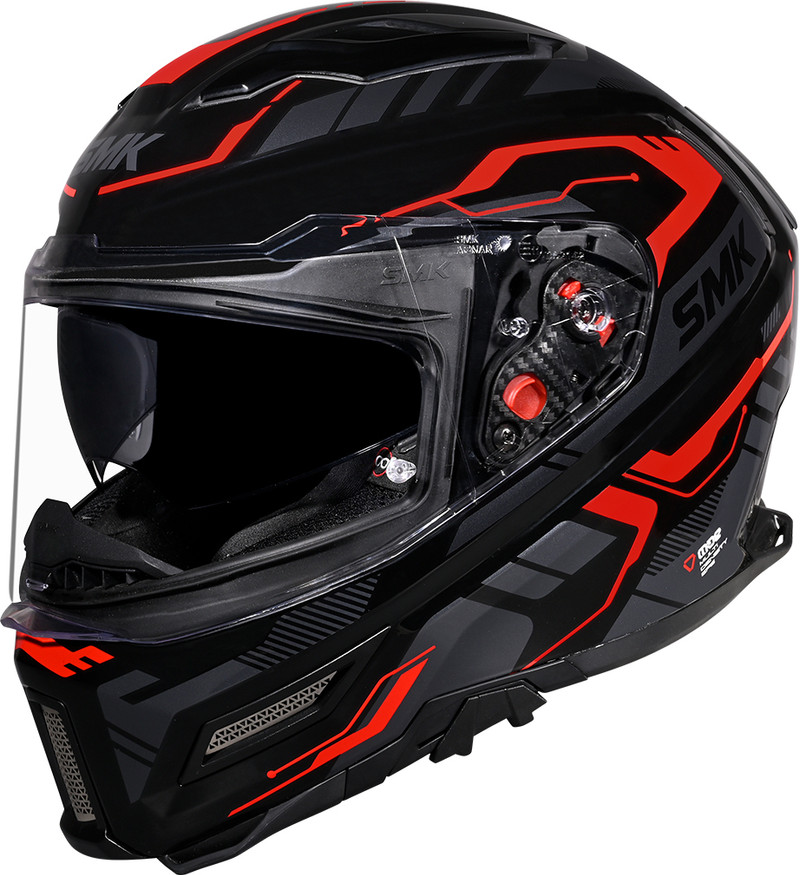 SMK AGNAR TEKTRON ISI, DOT & ECE 06 Certified Helmet with Dual Visor Motorbike Helmet (BLACK - GL261)