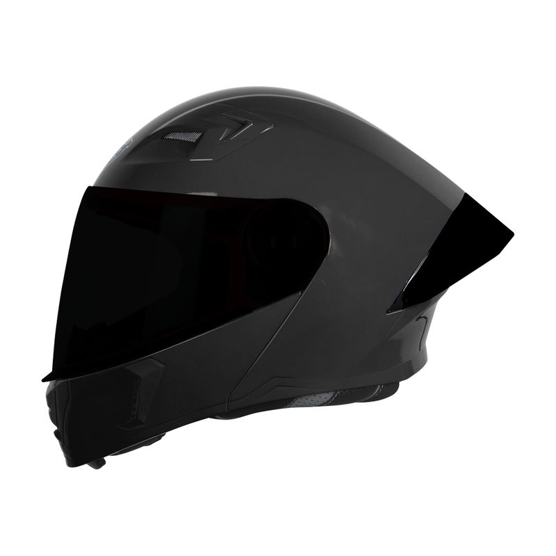 Steelbird SBA-20 7Wings Flip-Up Helmet (Glossy Black, Smoke Visor) - Image 2