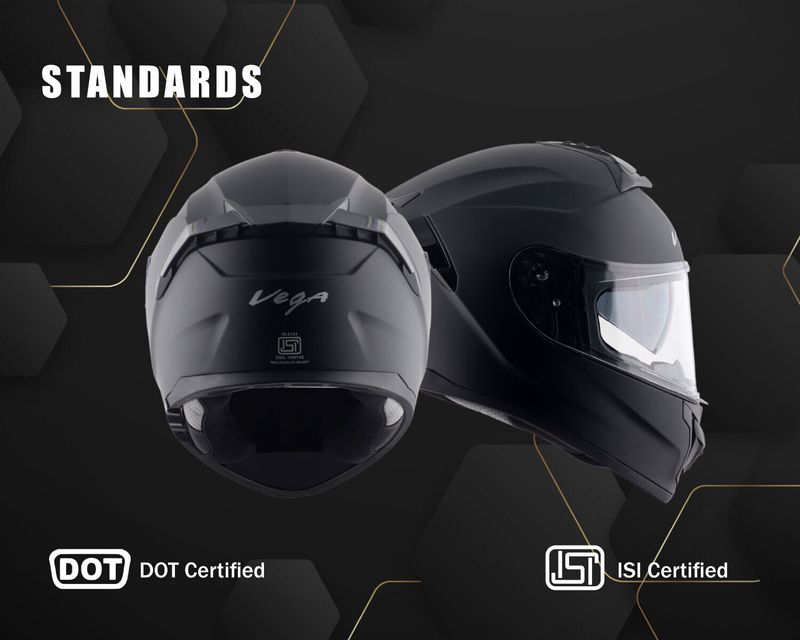 VEGA Zap D/V Motorbike Helmet (Dull Black) - Image 7