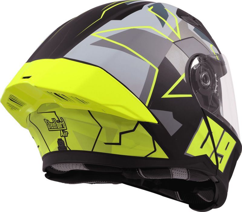 Steelbird Air SBA-20 ISS 09 Glossy Black Neon Large Helmet - Image 4