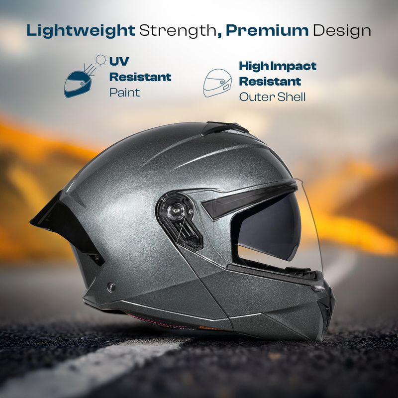 STUDDS Trooper Flip-up Full Face Dual Visor Motorbike Helmet - Image 4