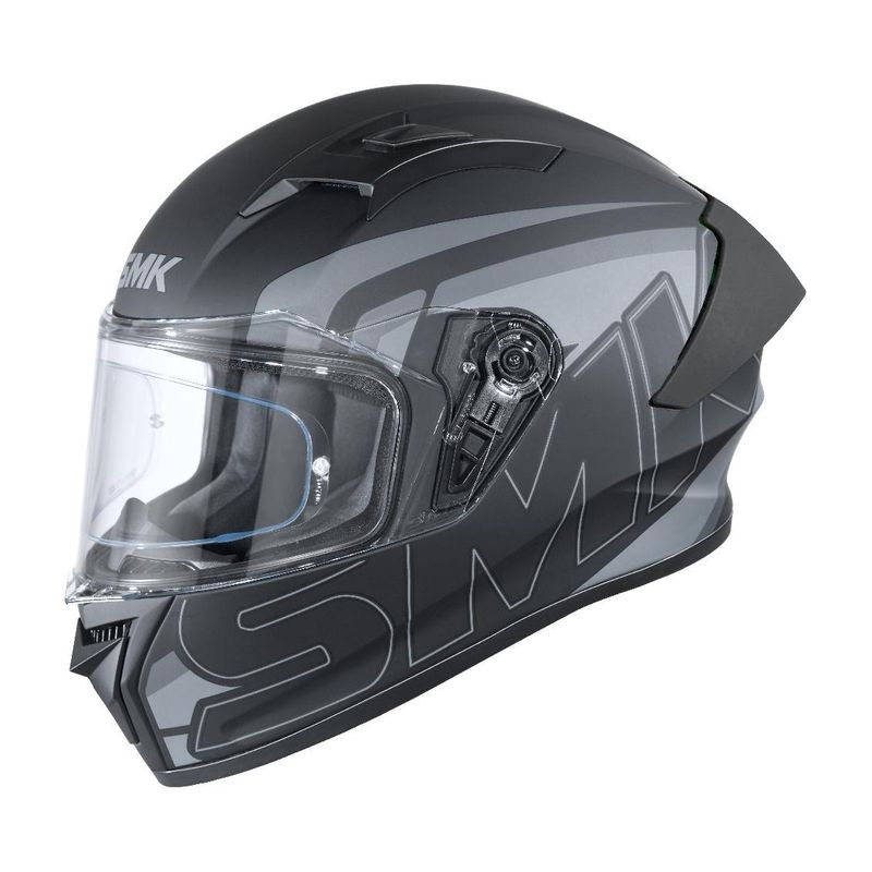 SMK Stellar Motorbike Helmet Grey Black - Image 3