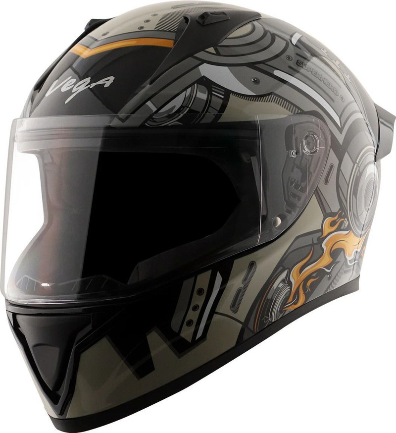 VEGA Bolt Superhero Motorbike Helmet (Black Grey)