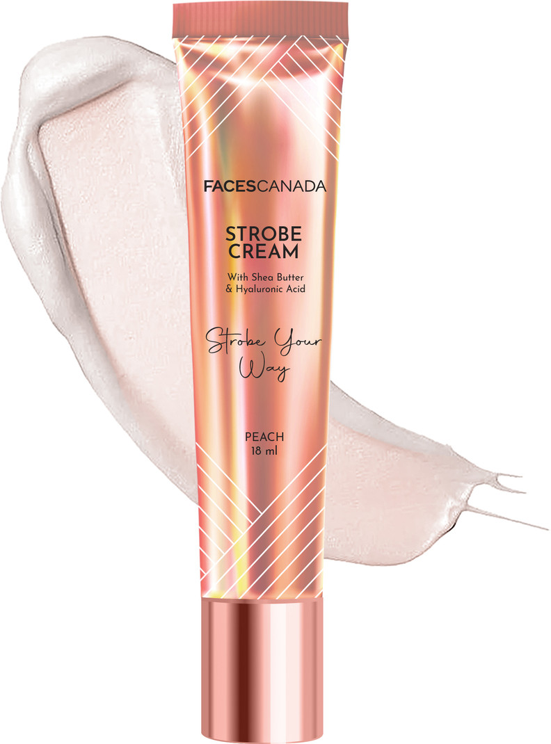 FACES CANADA Strobe Cream Mini - 18 ml | Instant Illumination | Primer + Moisturizer + Highlighter 18 ml, Peach