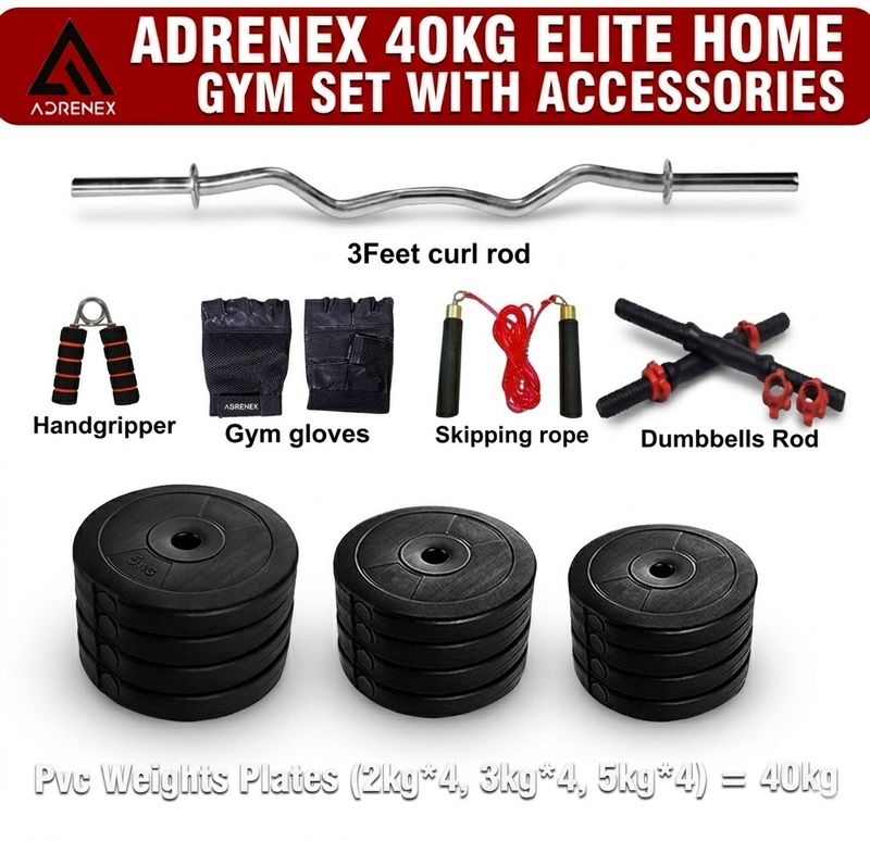 Adrenex 40 kg PVC Weight with 3ft Curl Rod - Image 3
