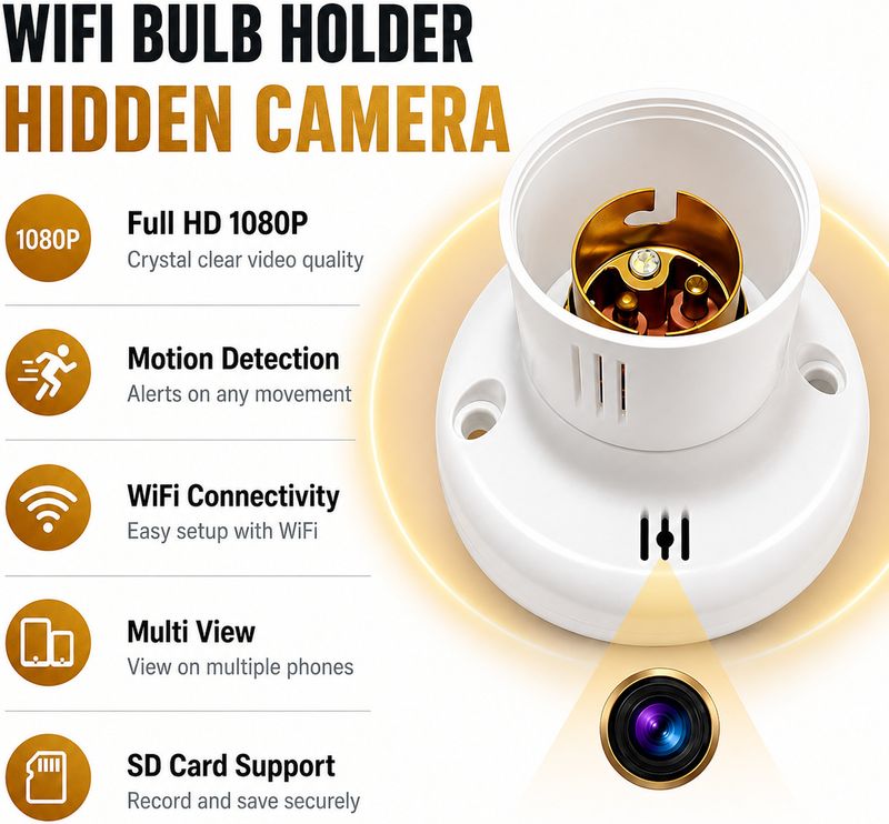KIFEBITE WiFi 1080P Spy Bulb Holder Camera - Image 3