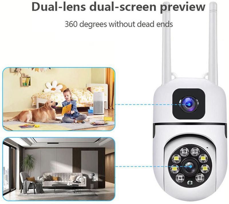 VisionCam Dual Lens PTZ WiFi Security Camera, 360° Rotation, Full HD - Image 3