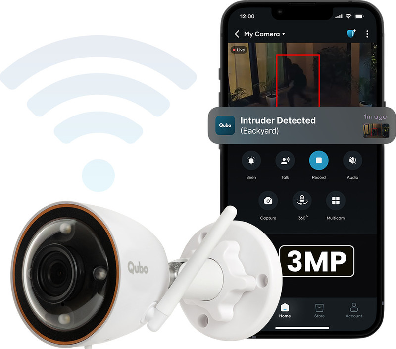 Qubo Smart 2K WiFi Bullet Cam Security Camera 1 Channel