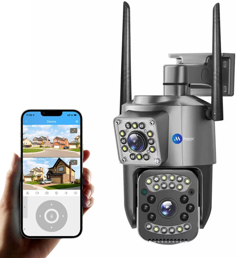 maizic smarthome supercam wifi dual lens screen 5 5mp fhd outdoor cctv camera security