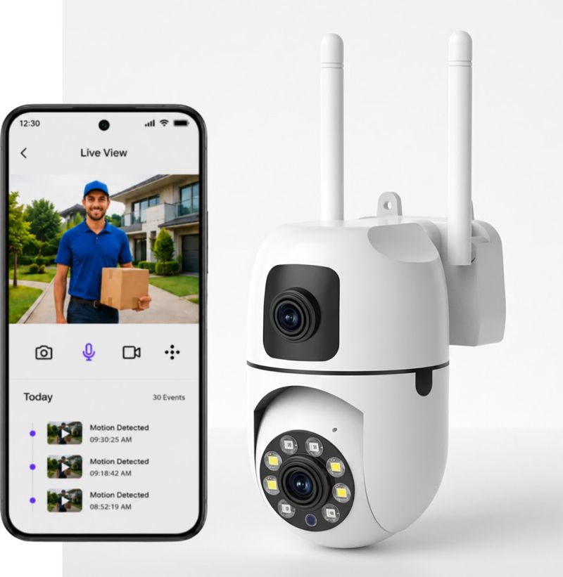 VisionCam Wifi Smart 360° Rotation, Full HD Night Vision & Ai Motion Detection Security Camera (SD Card Support Upto 128 GB, 2 Channel) - Image 2