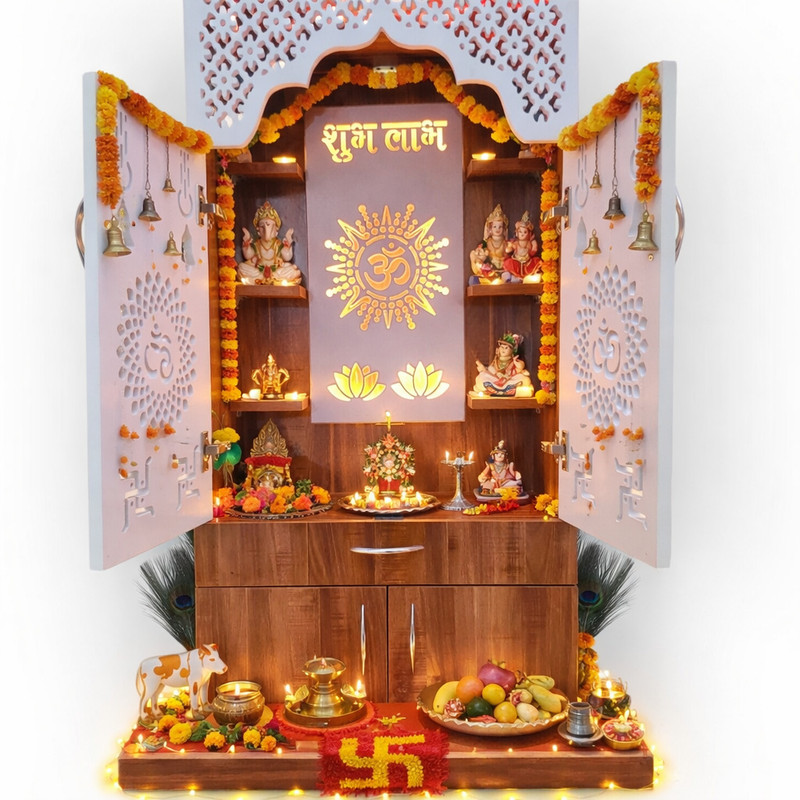 ChiselChant Engineered Wood Home Temple Height: 129.54, Pre-assembled