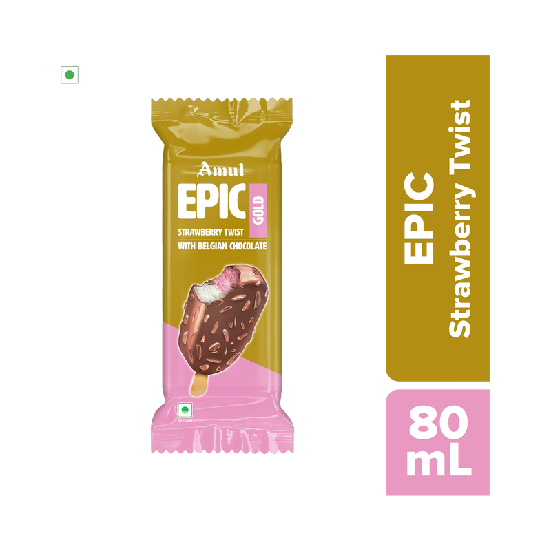 Amul Strawberry EPIC Twist Gold Ice Cream (80 ml)