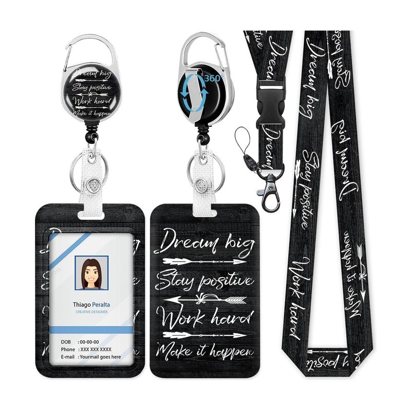 HASTHIP Adjustable ID Card Lanyard with Quick Carabiner (Black) - Image 2