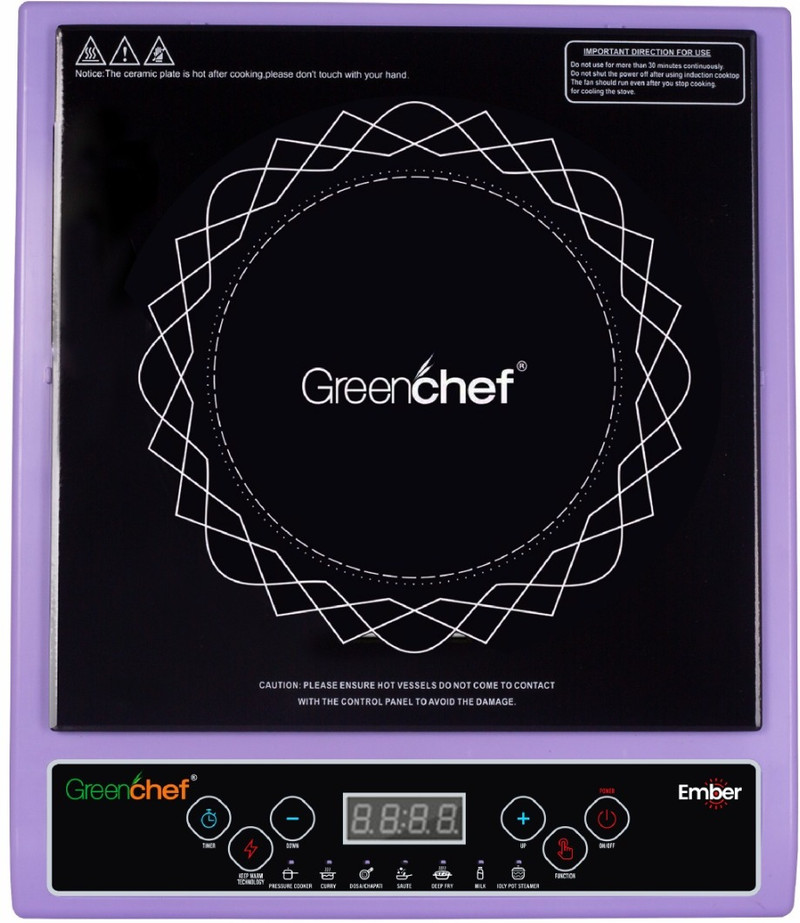 Greenchef 1800 W Induction Cooktop Push Button (Purple, Ember)