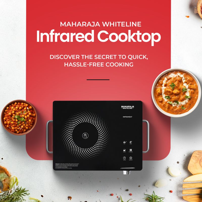 MAHARAJA WHITELINE 2200 W इंडक्शन कुकटॉप टच पैनल (काला, Infrared - Image 3