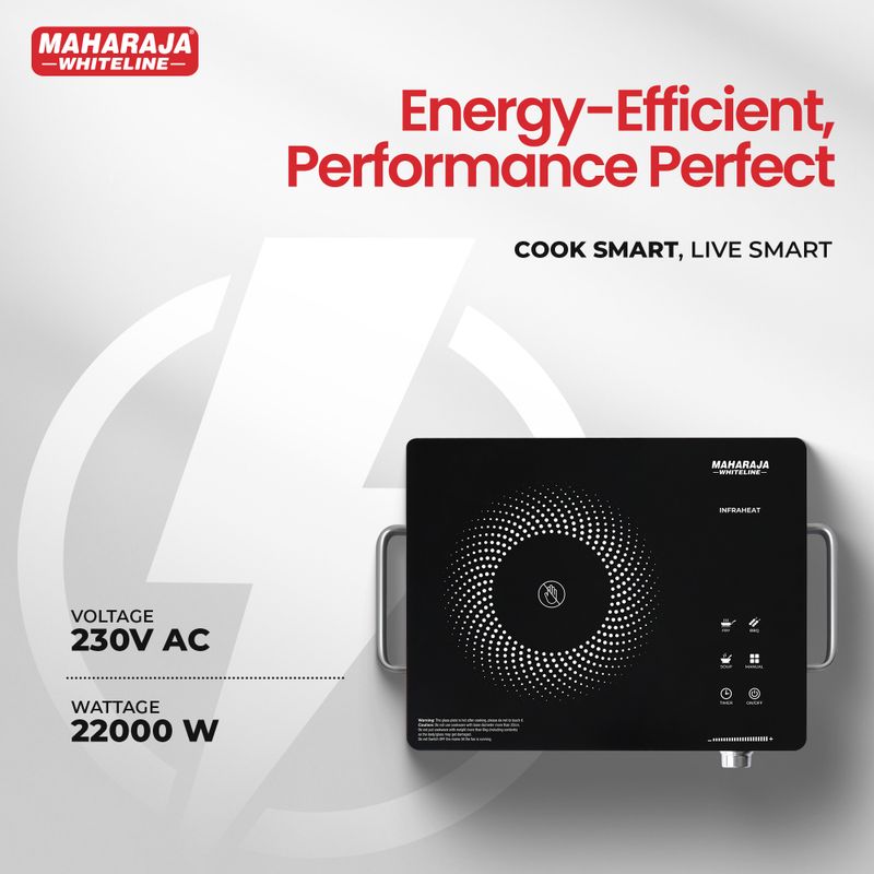 MAHARAJA WHITELINE 2200 W इंडक्शन कुकटॉप टच पैनल (काला, Infrared - Image 6